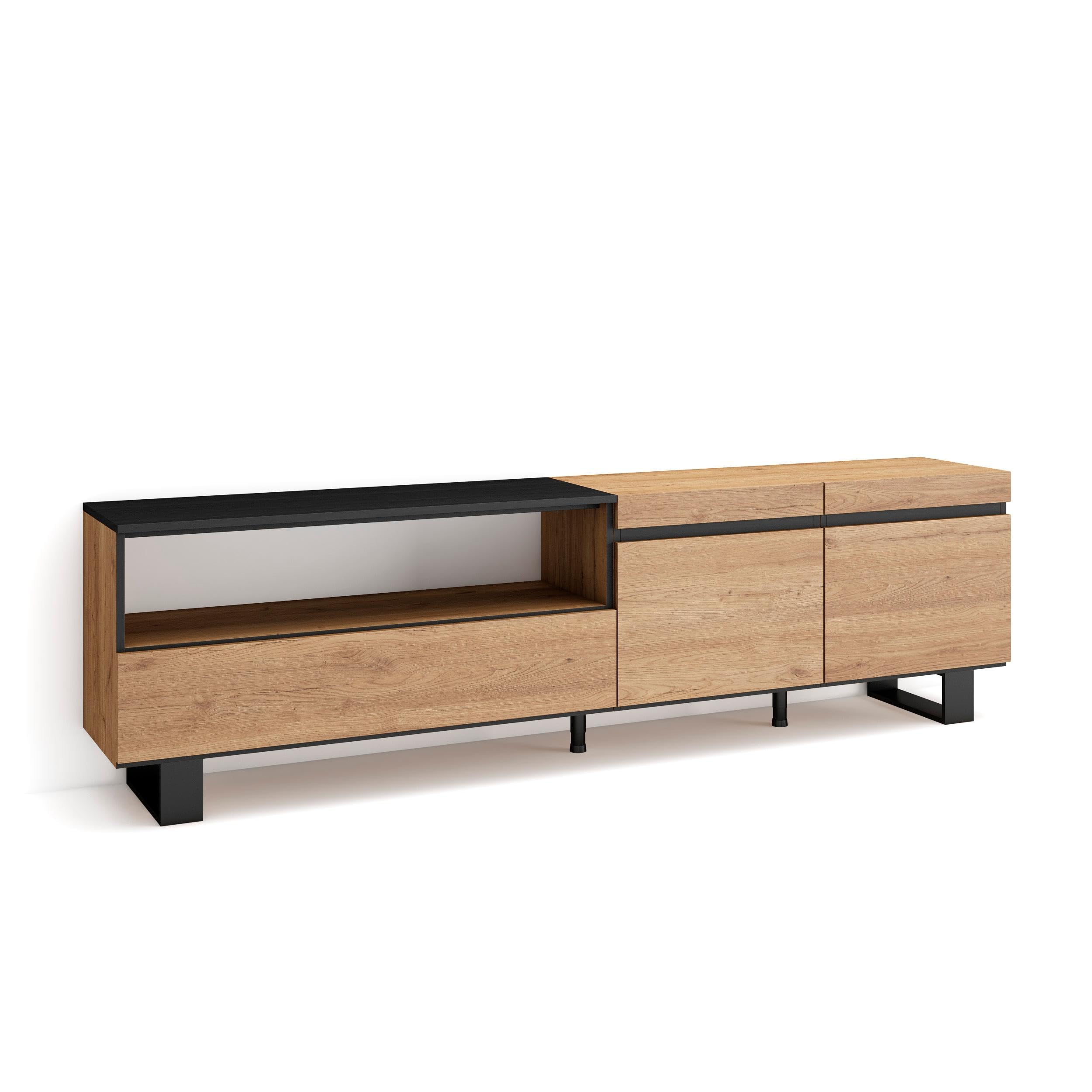 Meuble TV moderne 200x57x35cm avec grand espace de rangement
