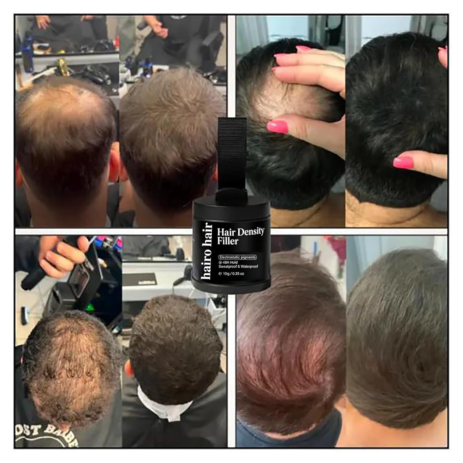 Hair Density Filler - 24-Hour Stain-Proof Hairline Powder for Bald Spot Concealing & Gray Root Touch Up, Instant Invisible Coverage for Men & Women, Waterproof, 10-Second Application (Dark Brown*3)