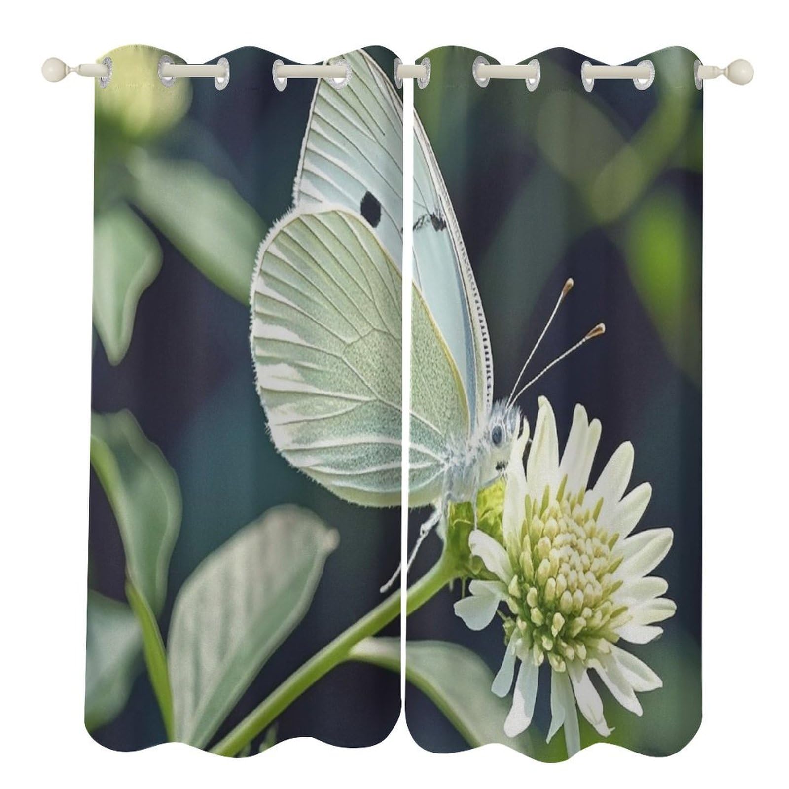 Rideaux occultants salon au motif papillon blanc pour changer de déco