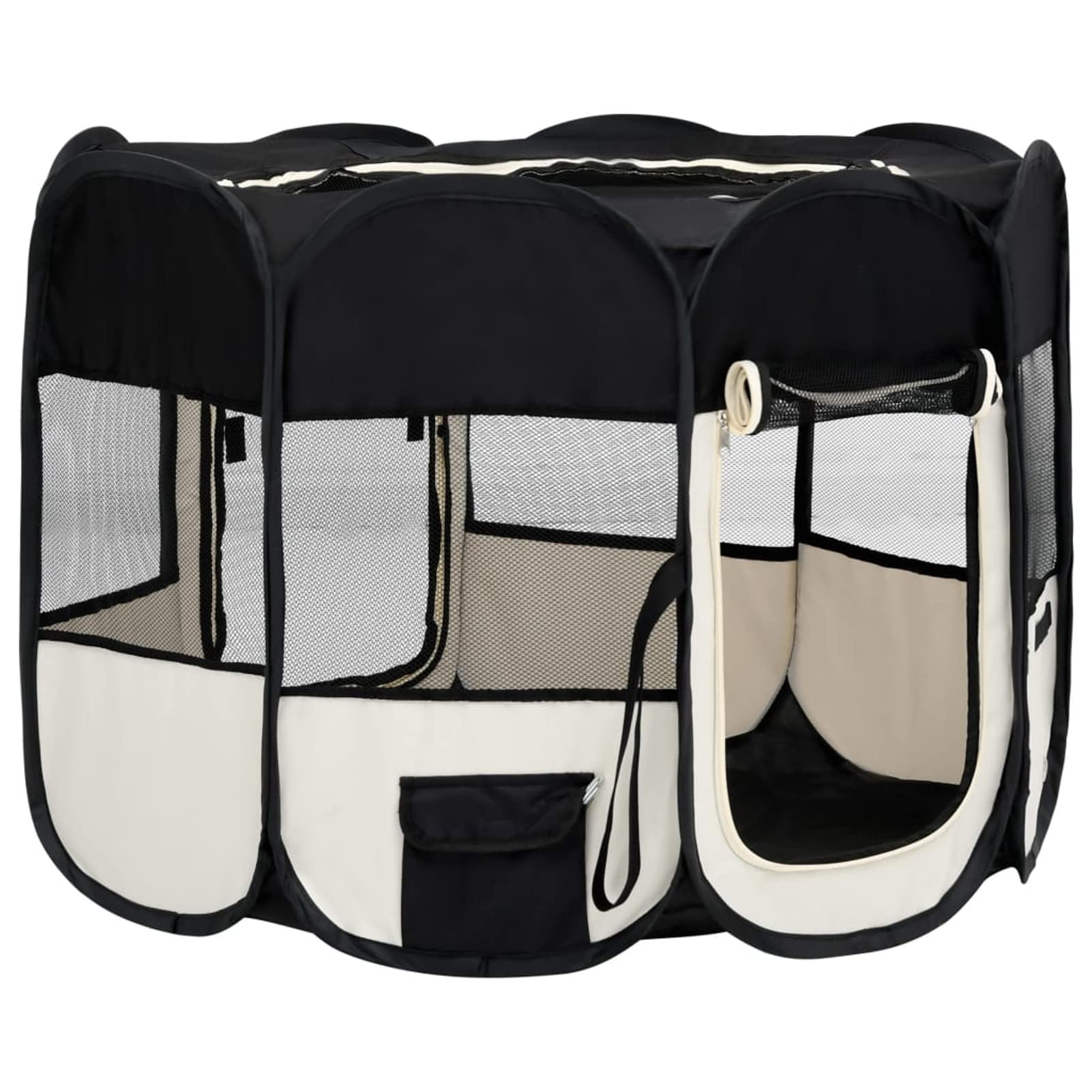 Recinto per Cani Box per Cani Recinto Cani Box per Cani da Esterno Recinzione per Cani Box per Cani Pieghevole con Borsa Trasporto Nero 90x90x58 cm