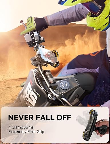 Miniatura 14 de JOYROOM Soporte de teléfono para motocicleta, [1s bloqueo automático] [100 mph militar antivibraciones] Soporte de teléfono de bicicleta para Negro