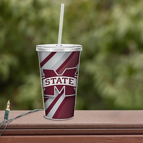 Miniatura 115 de Rico Industries NCAA Sports Team - Vaso transparente de 16 onzas con pajilla, vaso de viaje del color del equipo para fanáticos de los deportes