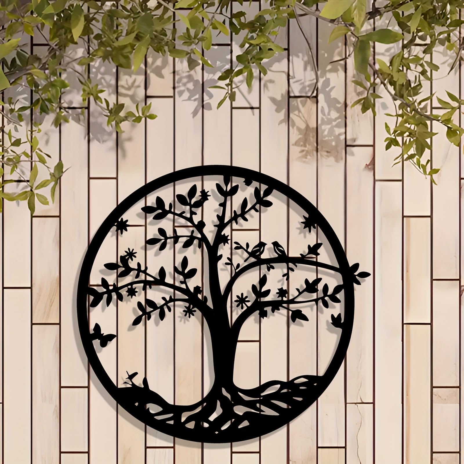 Árbol genealógico Abstracto contemporáneo de Metal para decoración de Pared: Arte Circular de la Vida con Ramas y raíces intrincadas, decoración para Interiores y Exteriores, Ideal