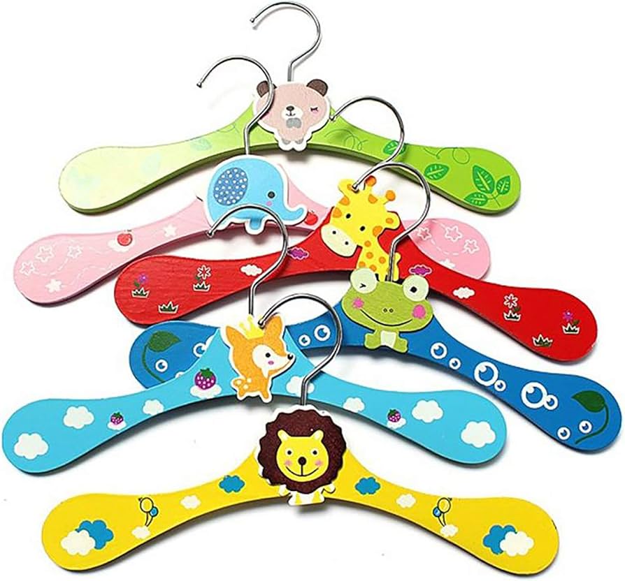 Amazon.co.jp: 6種セット木製 アニマル北欧風 ベビー キッズ ハンガー
