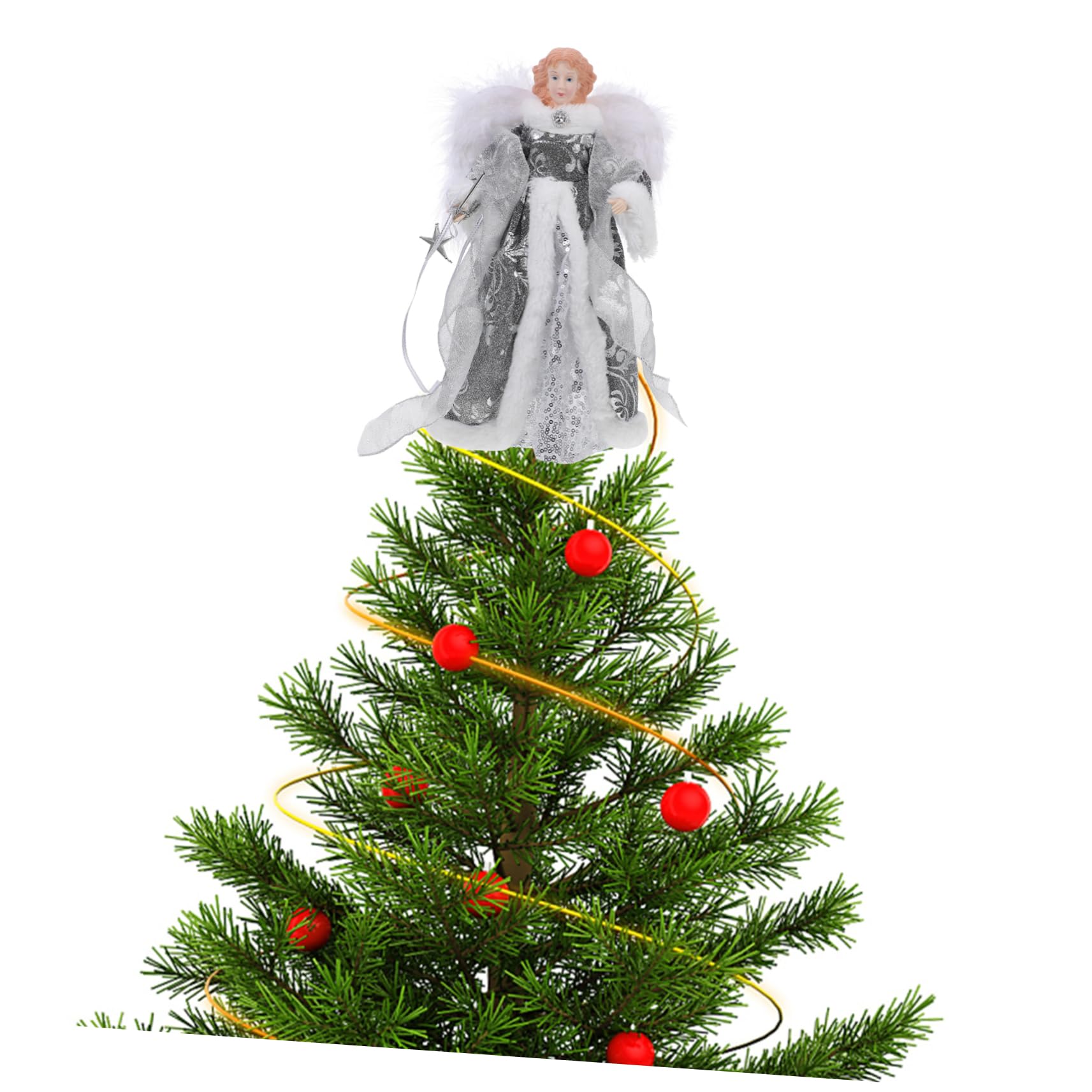 MAGICLULU Engel Baumspitze aus Stoff Cartoon-engelstatue für Weihnachten Kleine Statue als Heimdekoration Weihnachtsengelstatue für Schlafzimmer Schreibtischdekoration als Geschenk