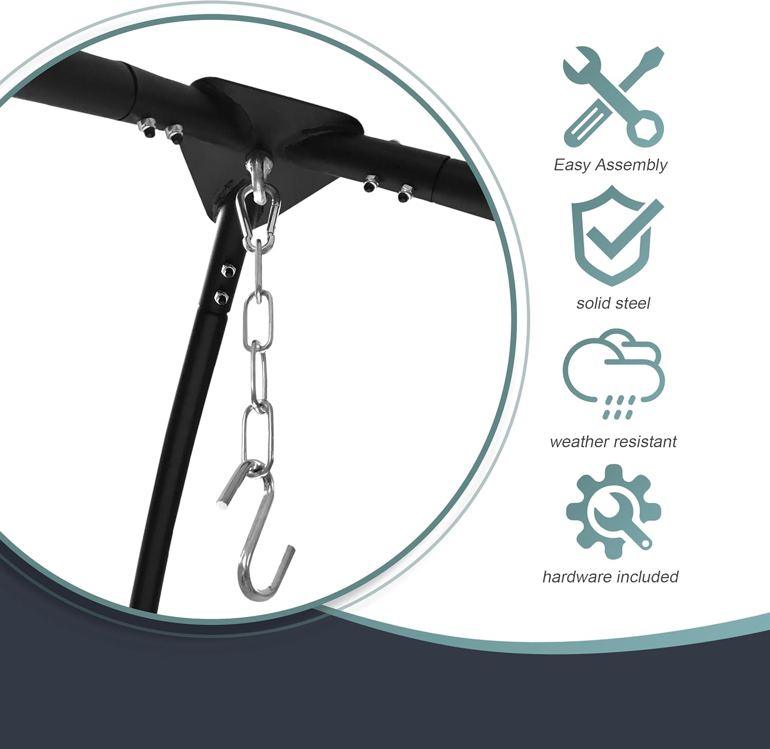 Sorbus Tripod Hanging Chair Stand – 330lbs Capacity, Heavy Duty Steel, Rust Resistant, Adjustable Hammock Frame for Saucer, Air Porch, Indoor/Outdoor Use – Swing Not Included