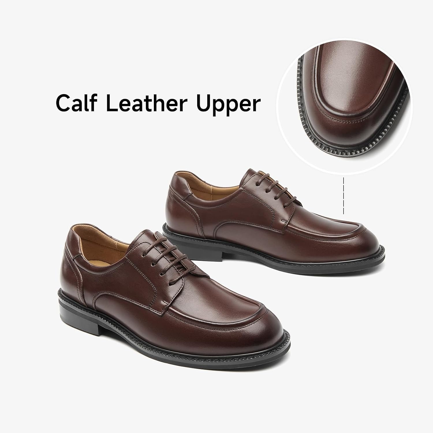 BEAU TODAY Oxford Shoes for Women,Vintage Calf Leather Flat Oxfords,Casual Round Toe Non-Slip Low Heels Business Work Office Ladies Dress Shoes