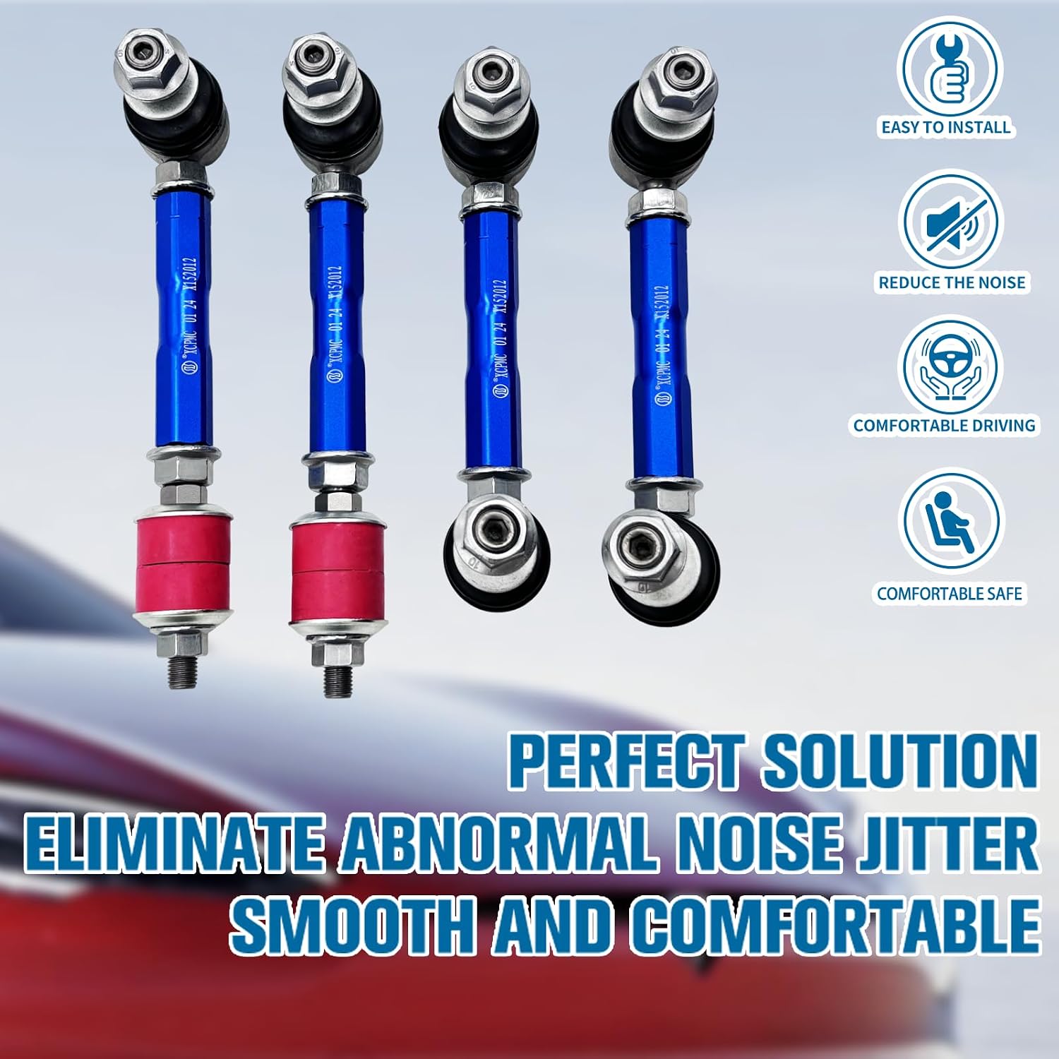 7.48-9.84' / 5.91-7.87' Adjustable Stabilizer Bar Link Kit Front & Rear For 2003-2009 Lexus GX470 2003-2022 Toyota 4Runner 2007-2014 FJ Cruiser Modified Automotive Replacement Parts M12 Blue