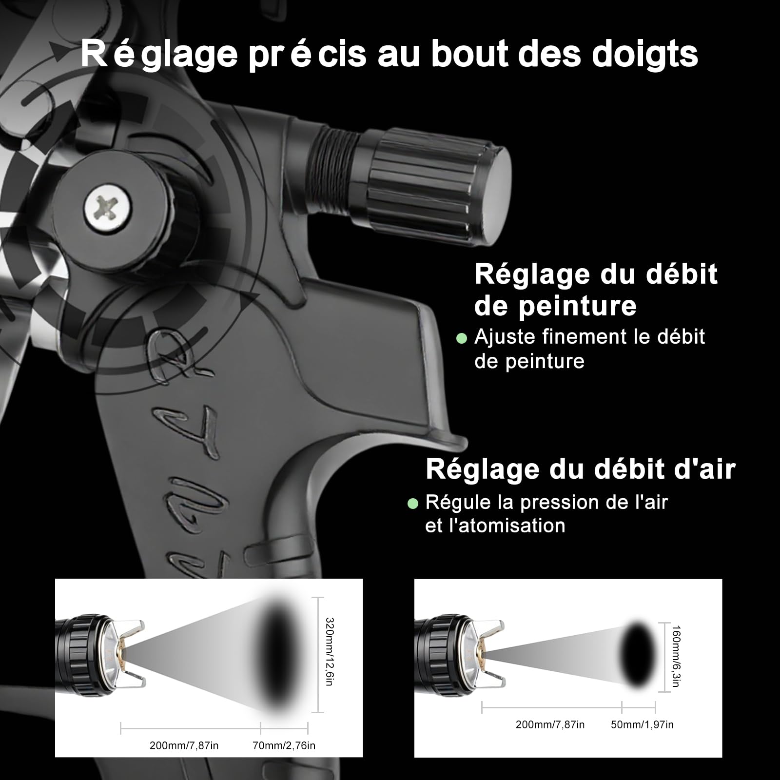 LVLP Pistolet pulvérisateur avec gobelet mélangeur de 650 ml et 10 gobelets jetables, buses de 1,3/1,7/2,0 mm, pistolet à peinture pour voiture, maison, meubles, clôtures, peintures et vernis de