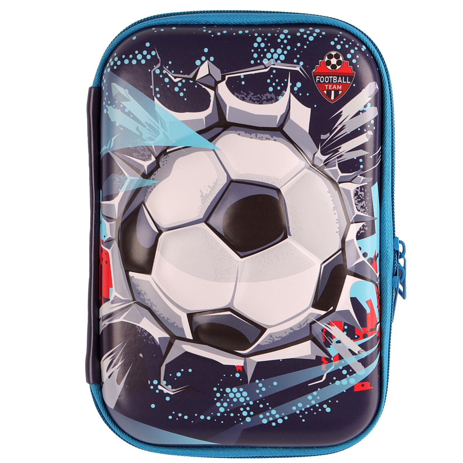 SOOCUTE Cute Pencil Case for Boys Large Capacity Hardtop Football Pencil Box with Compartment for Kids Cool School Supplies Organizer Pouch Bag