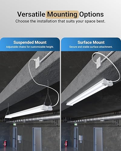 Miniatura 6 de Sunco Lighting Luz LED de taller con sensor de movimiento de 4 pies, luces de garaje LED enchufables, 40 W, luz diurna de 5000 K, esmerilada,