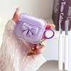 Cute AirPods 4 Clear Case, Girly 3D Bow Design Soft TPU Protective Shockproof Kawaii Apple iPod 4th Generation Cover with Cleaner Kit & Keychain Girls Women Purple Bow