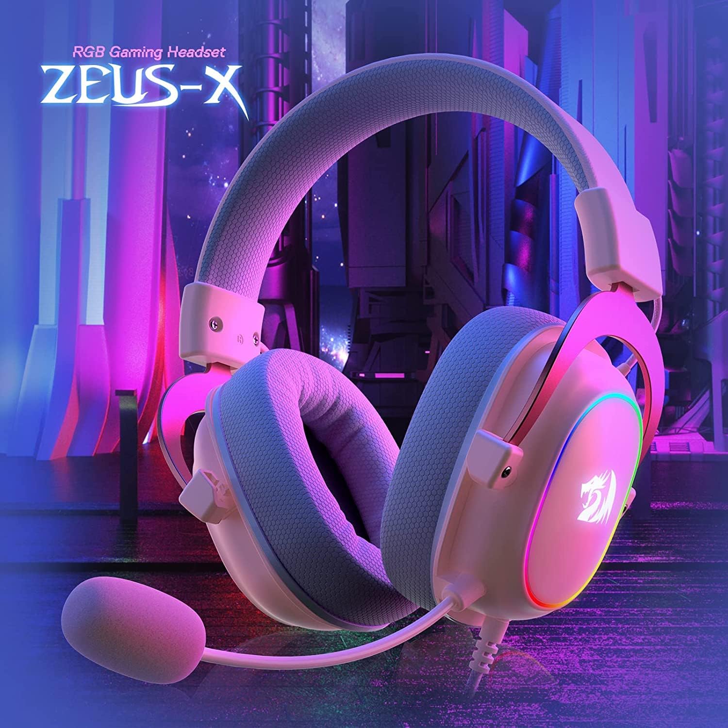 Redragon H510 Zeus X Auriculares Gaming con Microfono Flexible - Sonido 7.1 - Iluminacion RGB - Diadema Ajustable - Almohadilla