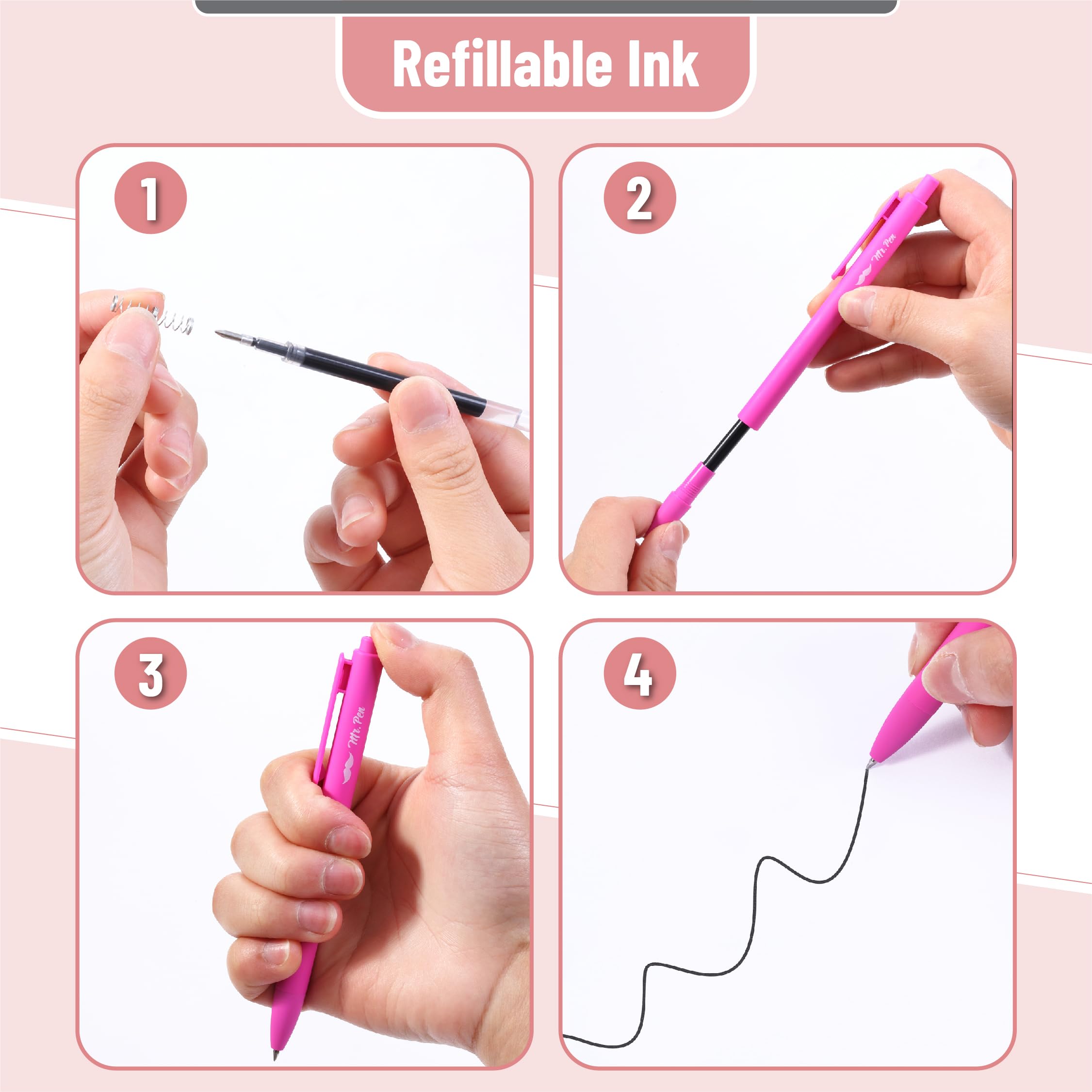 Mr Pen- Retractable Gel Pens 12Pack Black Ink Blushing Bloom Color Barrel Gel Pens — view 5