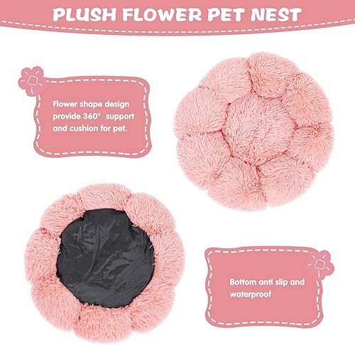 Miniatura 7 de Cama para gatos, cama lavable de 19.7 pulgadas con forma de dona rosa para gatos de interior y perros pequeños, cama redonda suave y bonita con
