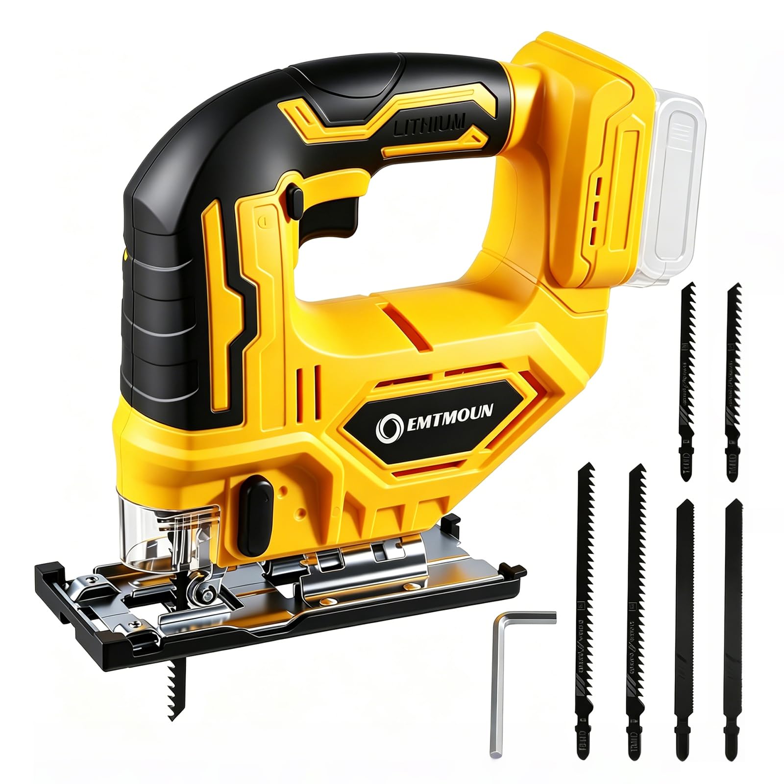 Seghetto alternativo senza fili per Dewalt 20 V Max batteria, seghetto alternativo senza spazzole per taglio dritto/curvo/smussato/circolare, 3200 giri/min, 3 impostazioni orbitali, tagli smussati da