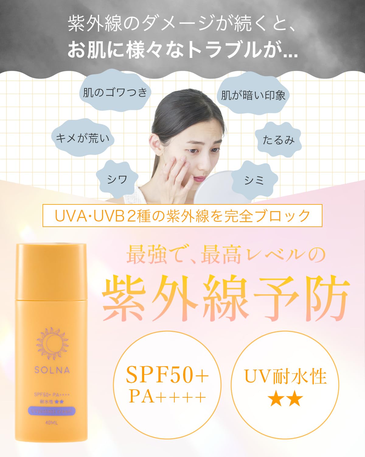 Amazon.co.jp: SOLNA (ソルナ) UV プロテクトクリーム 40g SPF50+