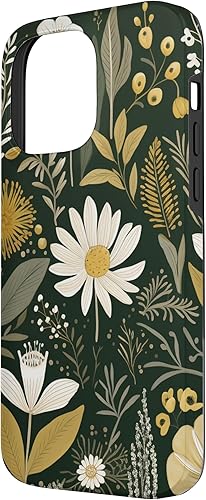 Vista 53 de Funda botánica retro para iPhone 11 Pro Max con diseño botánico bohemio y verde oliva