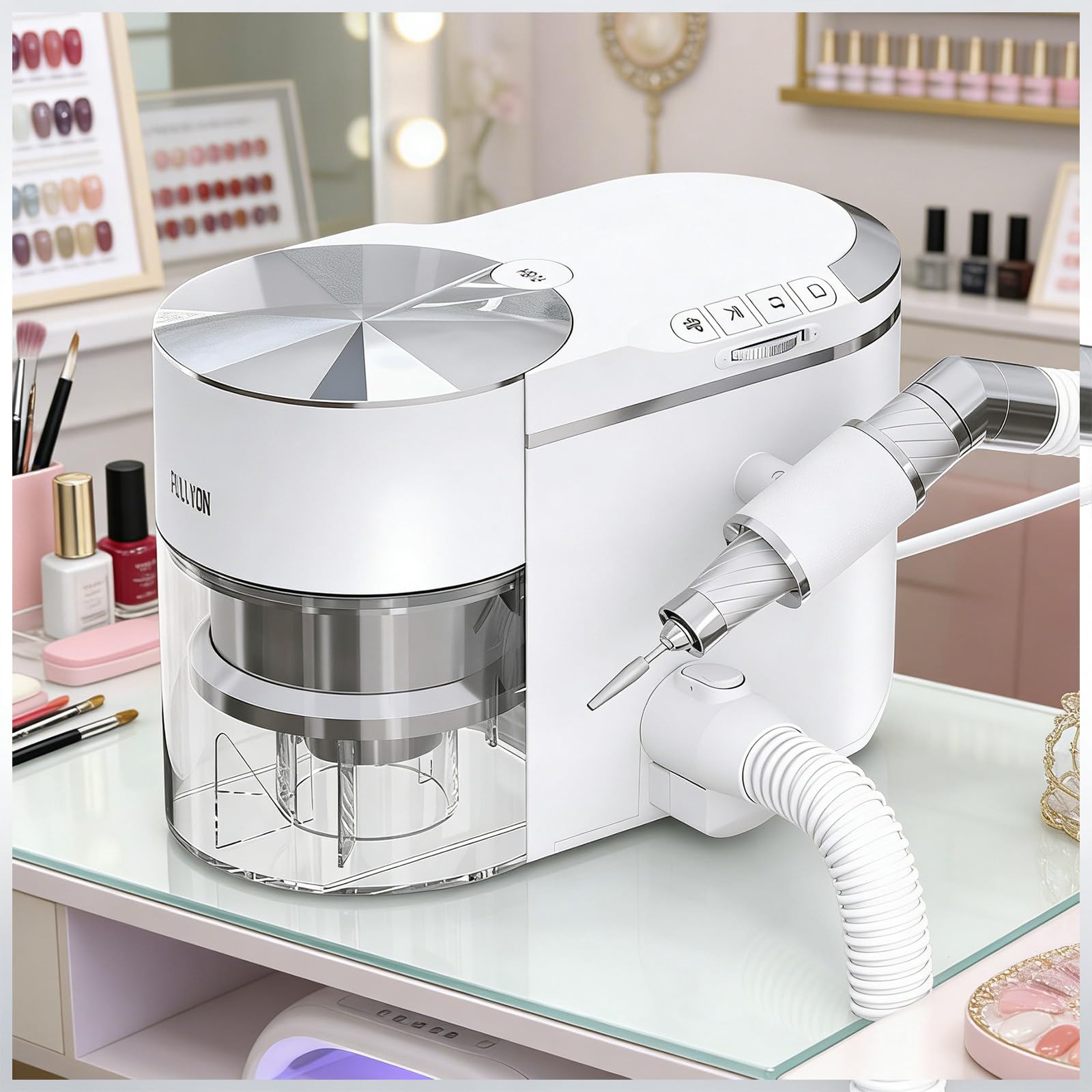 Extractor de polvo para uñas 200W con motor sin escobillas 30000 RPM, 2 en 1 Taladro eléctrico y aspirador, Máquina de manicura silenciosa para técnico de uñas y uso doméstico