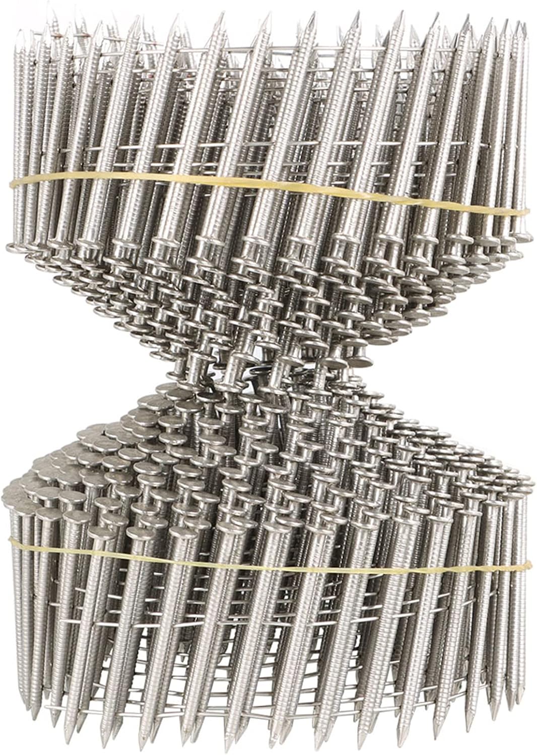 1200 Count 15 Degree Stainless Siding Nails 1-3/4 Inch x 0.09 Inch Ring Shank Small Cap Coil Stud for Wood and Plastic