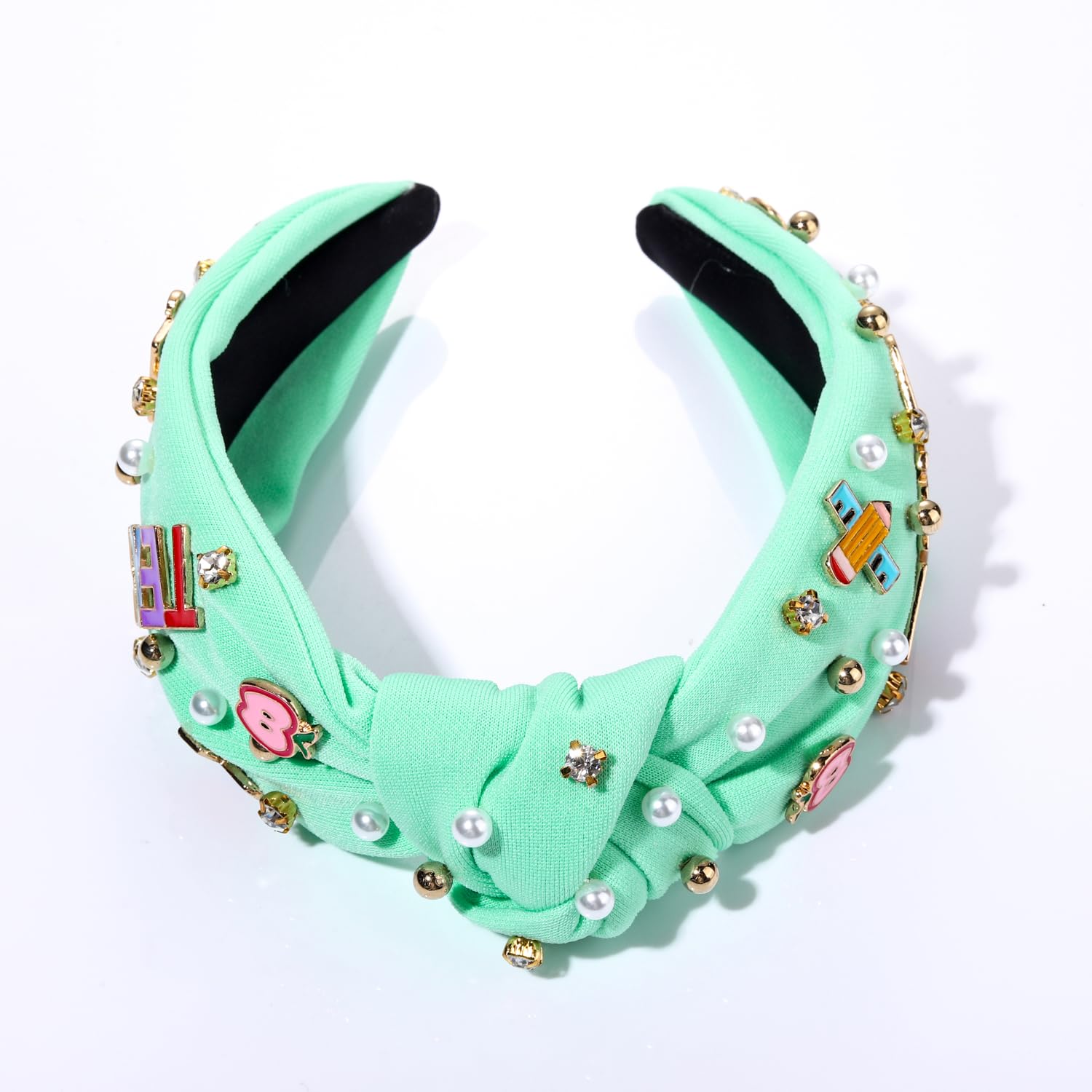Composition Notebook Teacher Headband with Pearl Crystals | Knotted Polyester Amazon.com : boderier Teacher Headbands for Women Beaded  main image 2