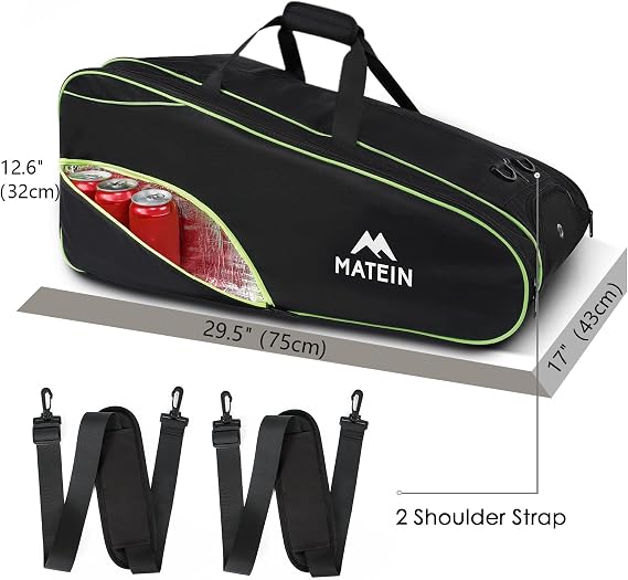 MATEIN Tennis Bag 6 Rackets, Large Racket Bag with Shoe Compartment, Cooler