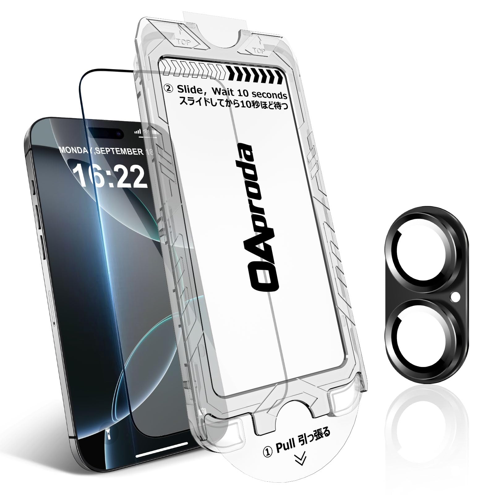 OAproda Screen and Lens Protector for iPhone 16, 1 Tempered Glass Film + 1 Integrated Camera Cover, 9H Full Protection, Shockproof, Dustproof,