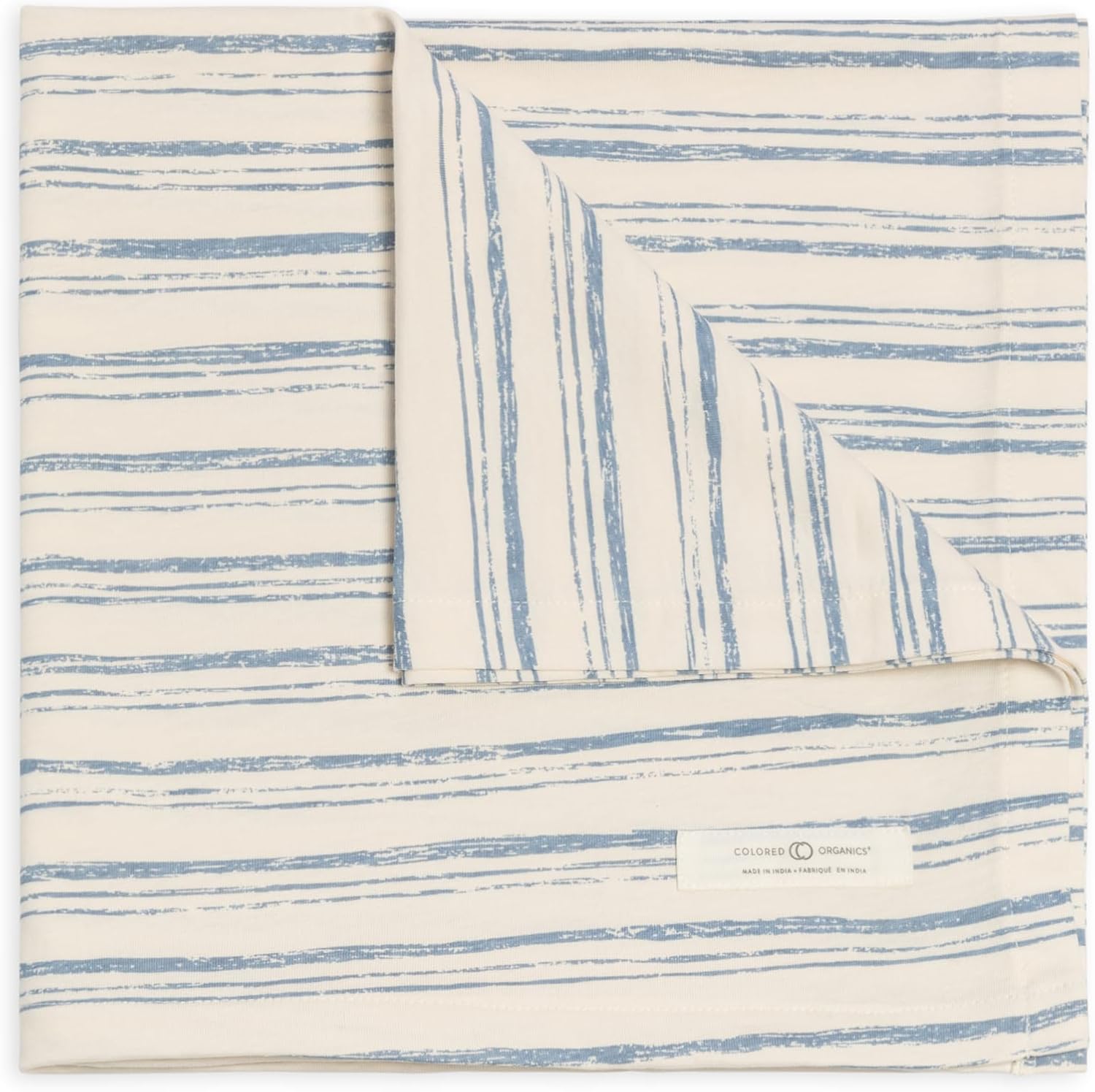 Colored Organics Baby Organic Cotton Swaddle – Infant Receiving Blanket – Wave Stripe/Rain