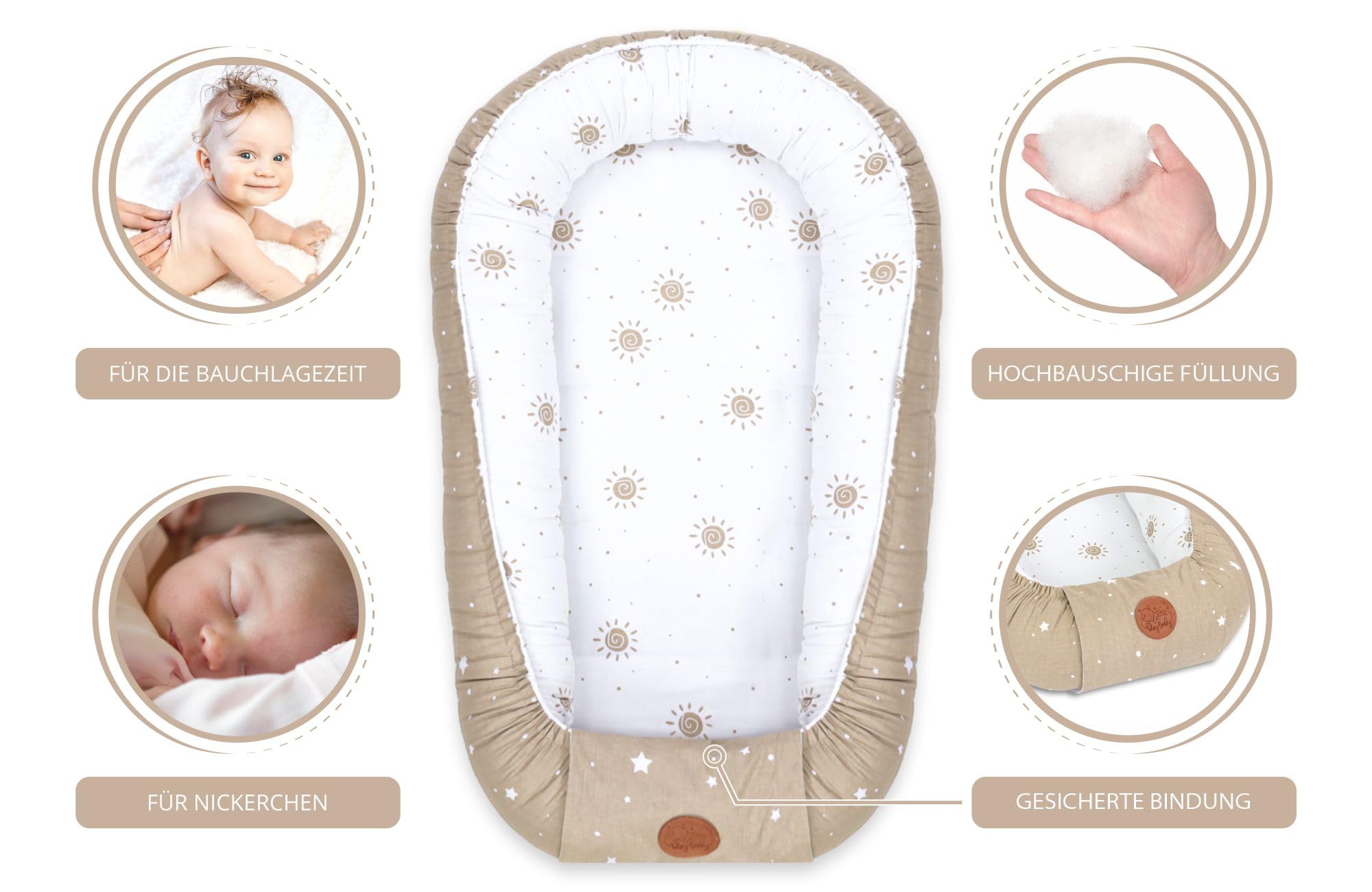 Babynest bozzolo neonato Cocoon 90 x 50 cm - Nido per Neonati riduttore lettino Fatto a Mano - Nido Coccola per Bambini coccolone in Cotone Solare