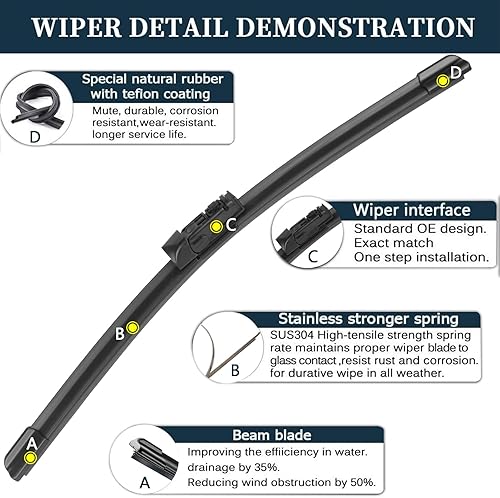 Miniatura 3 de Juego de limpiaparabrisas OEM de repuesto para BMW X3 2018-2022, BMW X4 2019-2022, repuesto de equipo original de alto rendimiento de 26 pulgadas /