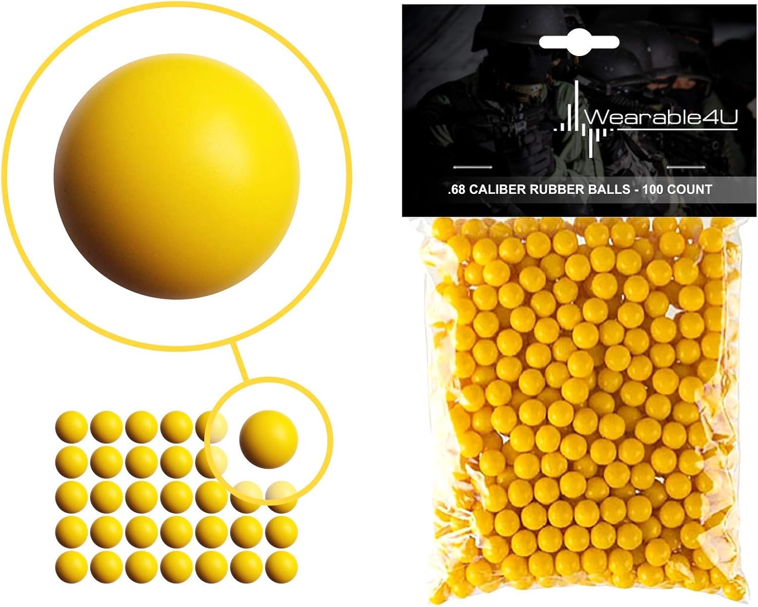 Wearable4U .68 Caliber Rubber Balls New Reusable Training Soft Rubber