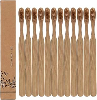 10 Pack Bamboo Toothbrush, Soft Boar Bristles Toothbrushes with Natural Wooden Handle, Zero Waste Travel Toothbrush