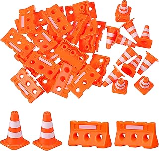 ABOOFAN 24 Pcs Miniature Traffic Cones Plastic Toys Traffic Cones Traffic Cones Models Mini Roadblock Toy Tiny Traffic Con...