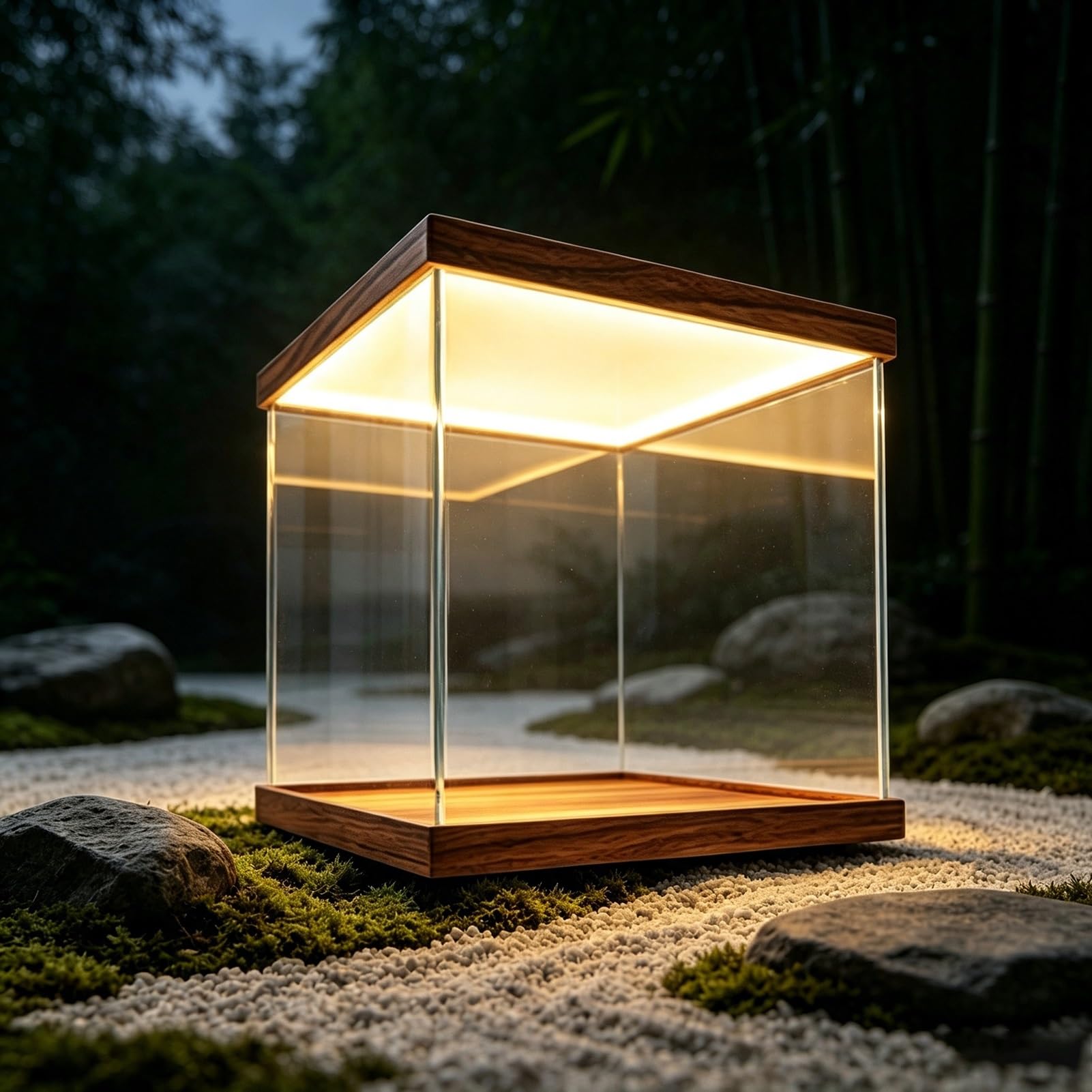 UrbanUp Teca Plexiglass Scatola Cubica in Acrilico, con Luce e Base da 3 cm | Vetrina Espositiva Statuette/ Modelli Terra, Ampio Spazio Archiviazione, Scatola da Scrivania(30X30xH30"/75x75x75cm)