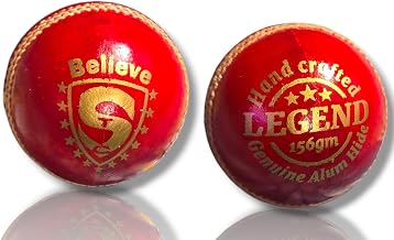 Power Hand Stitched 4 Piece Sports Cricket Club Leather Balls for 40 Overs, One Day and Test Match (Red) (Pack of 2)