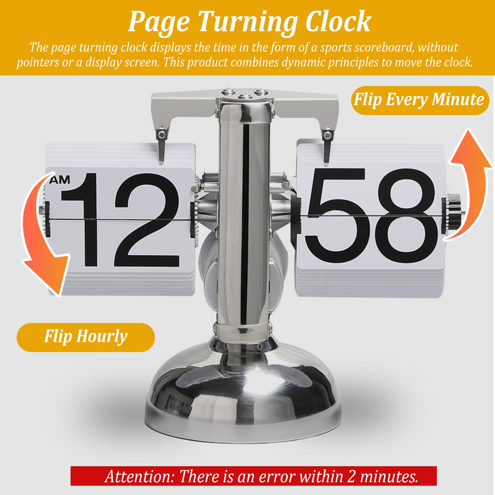 Flip-Uhr Retro,Digitale Batteriebetriebene Down Uhr mit Zahnradmechanik,Schreibtischuhr Vintage Design,Mechanisch Flip Clock,Tischuhr Mit Digitalanzeige Für Das Wohnzimmer zu Hause(Weiß)