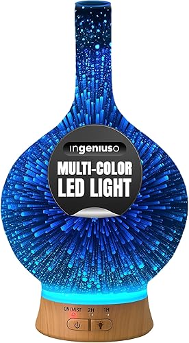 Miniatura 8 de Difusor de aceite esencial de aromaterapia para aceites terapéuticos, con jarrón de vidrio 3D, difusor de niebla fría para dormitorio, pantalla