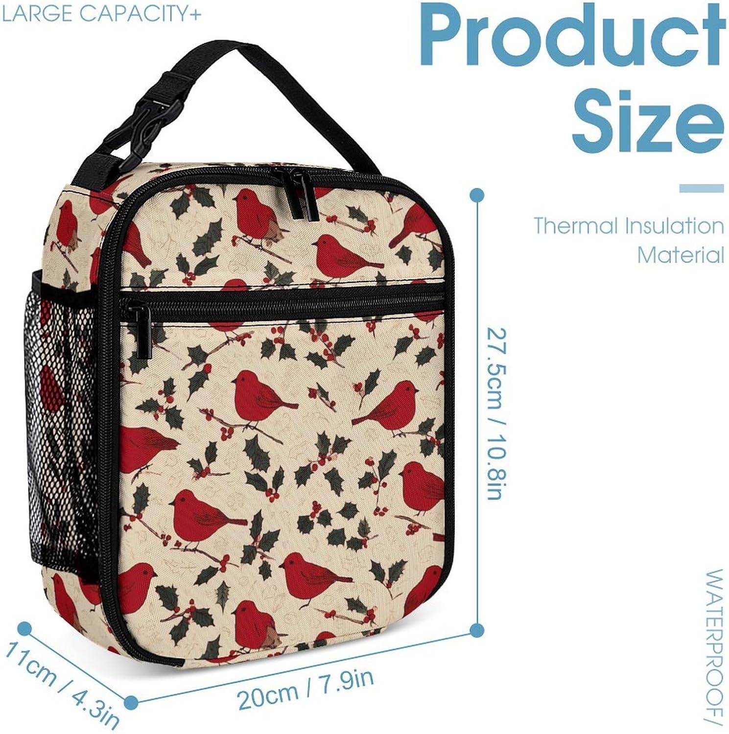 Cardina Christmas Bird Novelty Backpack Set with Lunch Bag Pencil Cases image 4
