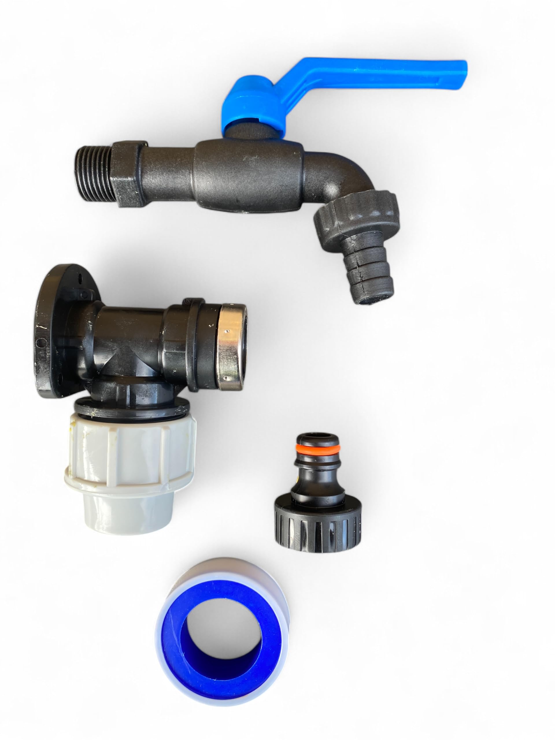 Garden Watering Mdpe Wall/Back Plate+Tough Nylon Tap+PTFE Tape+Quick Connector, (20mm)
