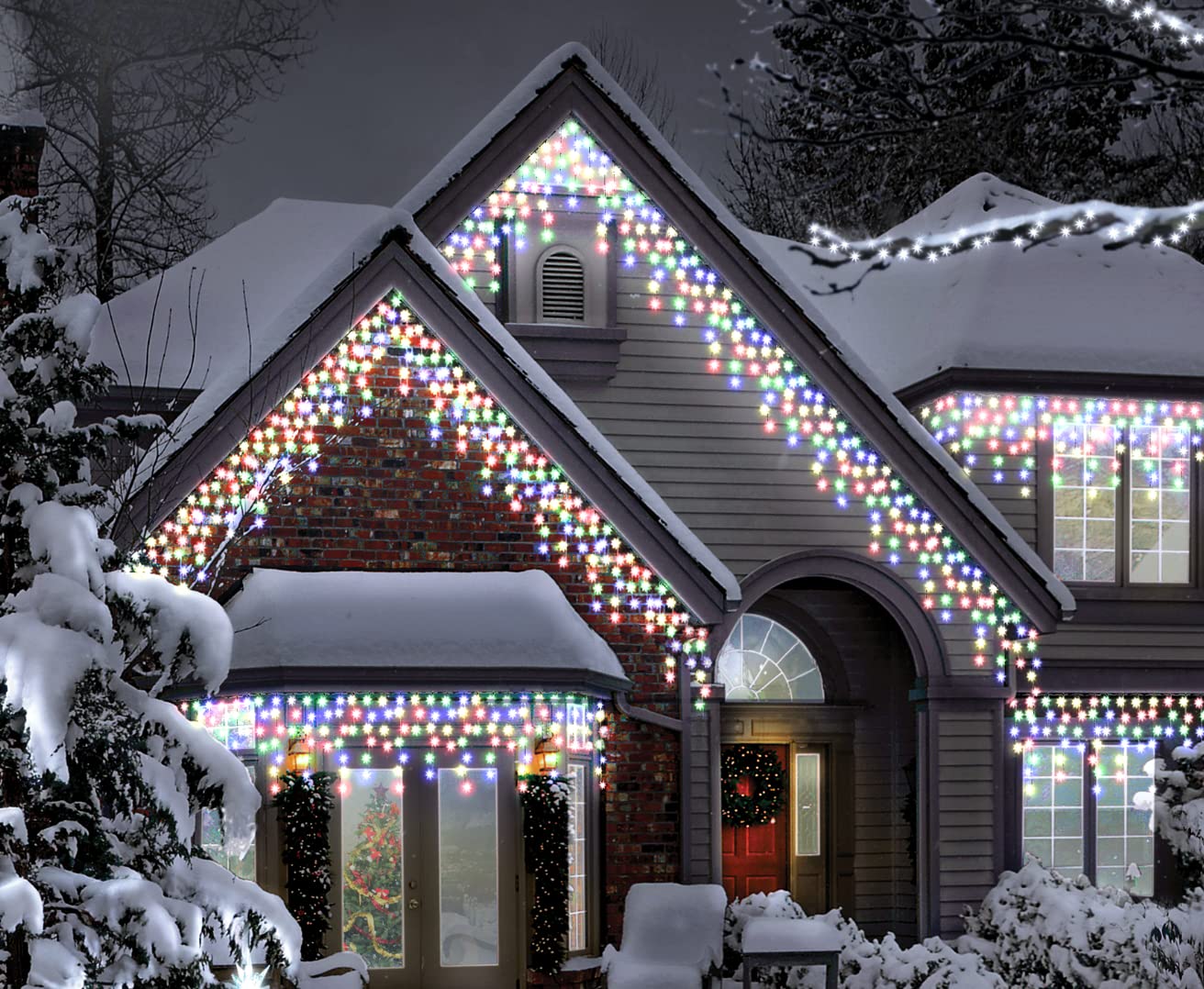 Best Artificial Multi-Coloured Christmas Connectable Icicle String Lights Outdoor Waterproof With Multi-Function, Timer & Memory (, 2.5M) Size 8