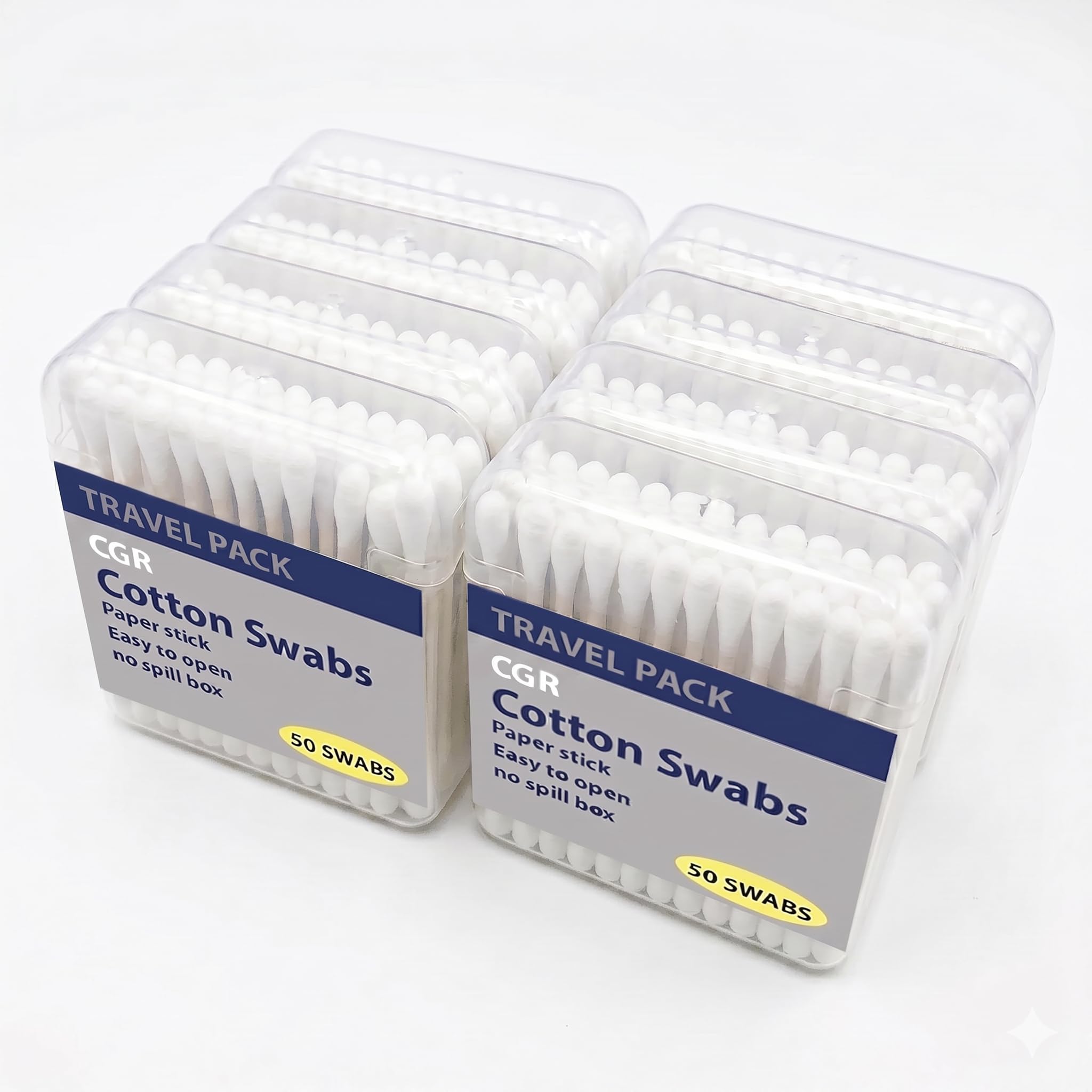 CGR Cotton Swabs, 100% Cotton Double-Tipped, White Paper Sticks, Travel Pack(8 Pack of 50 Swabs Total)-image-36