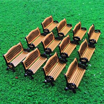 Evemodel ZY35087OB 12pcs Model Train Platform Park Street Seat Bench Chairs Settee 187 HO Scale