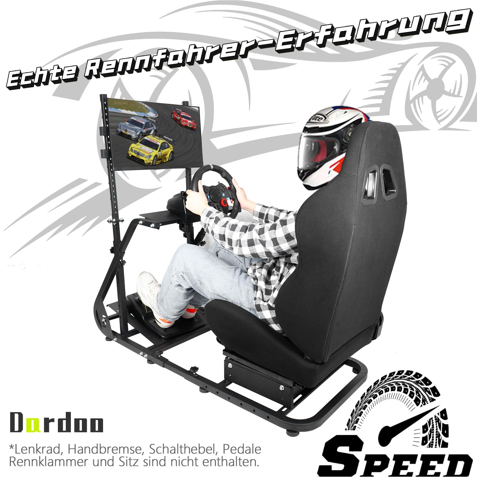 Dardoo Racing Simulation Cockpit TV Halterung ist für Das Vierkantrohr Racing Cockpit Geeignet Und Kann An Einen 27 bis 55 Zoll Bildschirm Angepasst Werden Das Frame Zubehör Beinhaltet Nicht