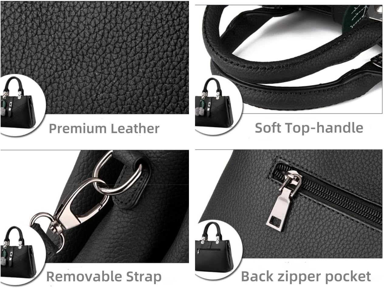 Purses and Handbags for Women Utility Top Handle Satchel Tote Bags with 3 Compartments Ladies Crossbody Bags Medium Size | Compact Handbag