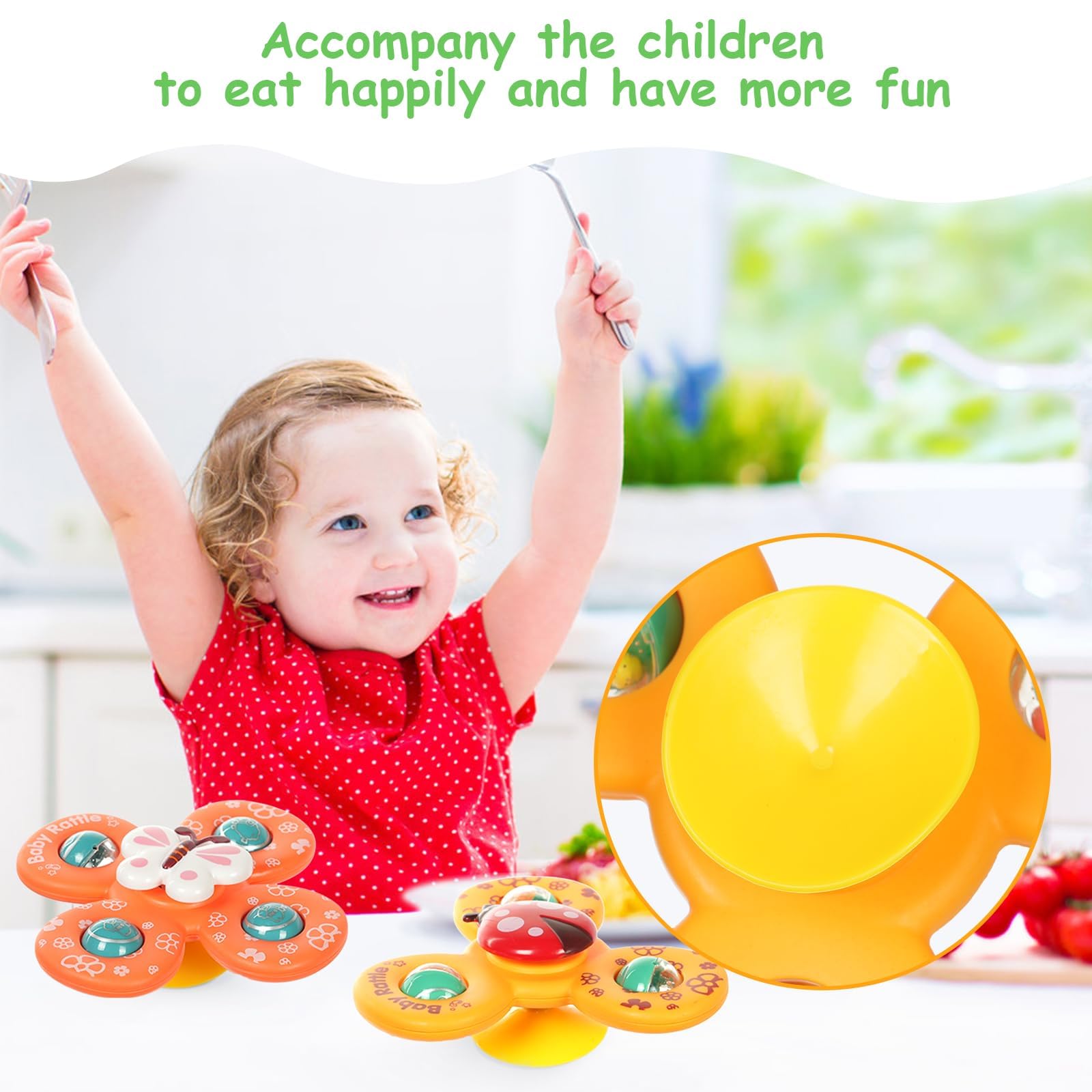 Jouets Ventouse Pour Bébé - 3 Spinners Animaux - Sensoriel, Pour Bain & Voyage - Dès 3 Mois - 13