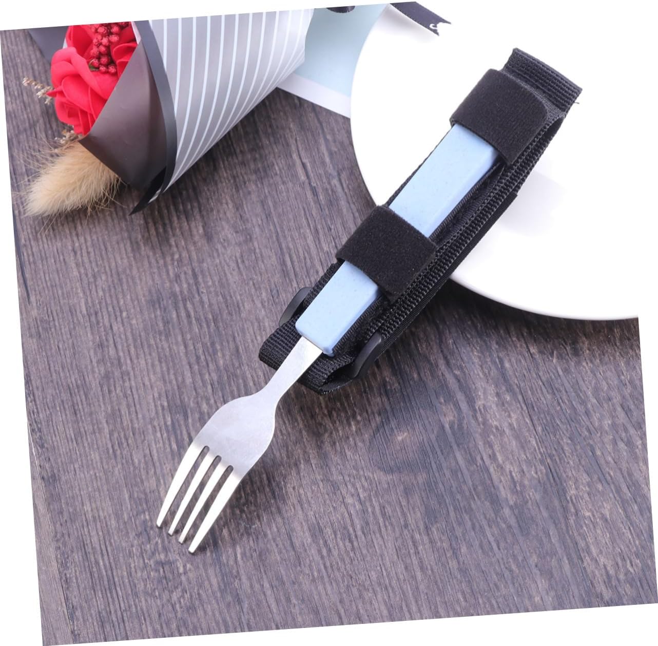 VALICLUD Adjustable Strap Utensils Disabled Assistant Utensils Self Feeding Cuff Disabled Eating Utensils