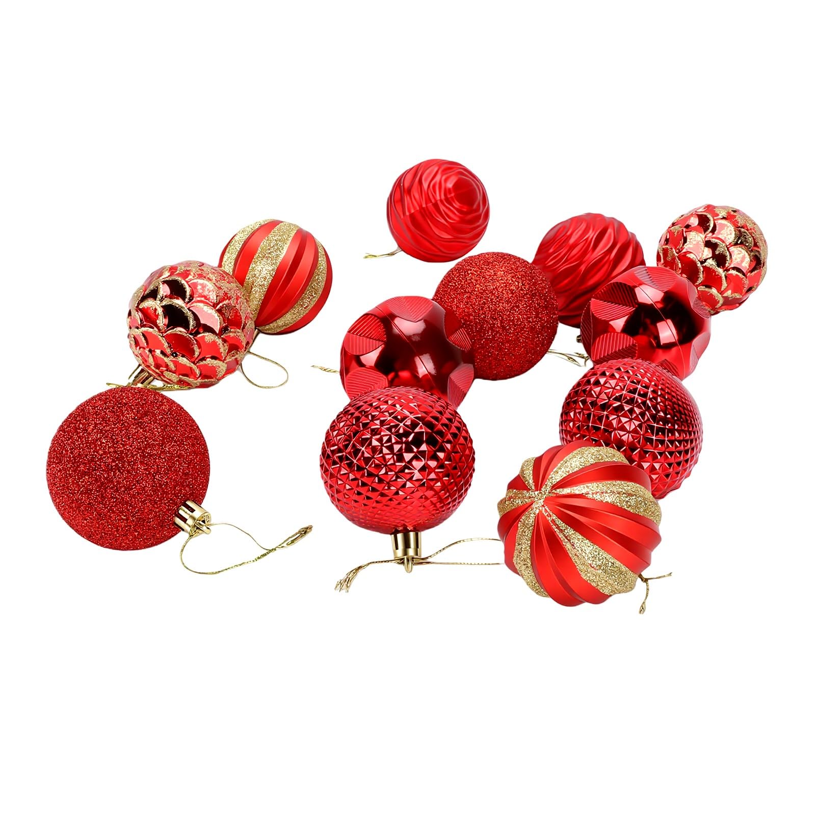 Cocoarm 12 Pezzi Ornamenti Natalizi Sferici Infrangibili, 6cm (rosso)