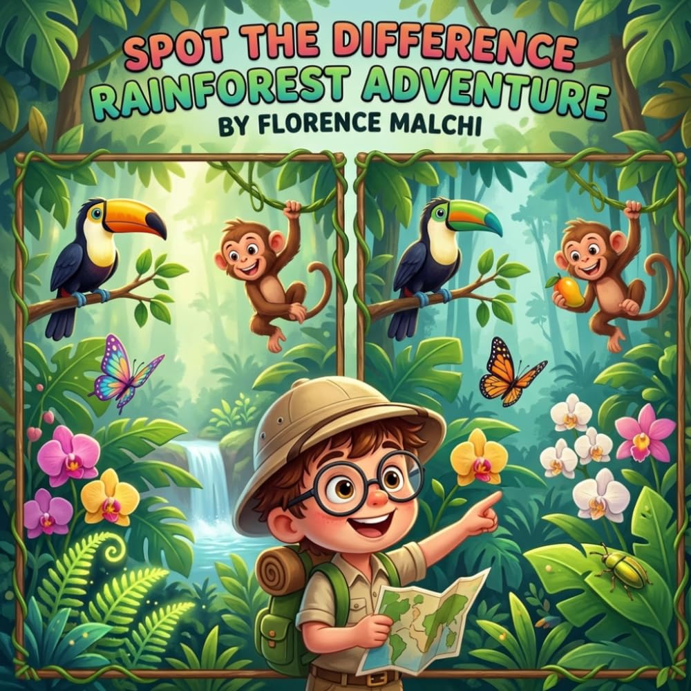 Spot the Difference Rainforest Adventure: An Interactive Search and Find Jungle Puzzle Book for Kids Ages 4-8 (The Spot the Difference Adventure Series)