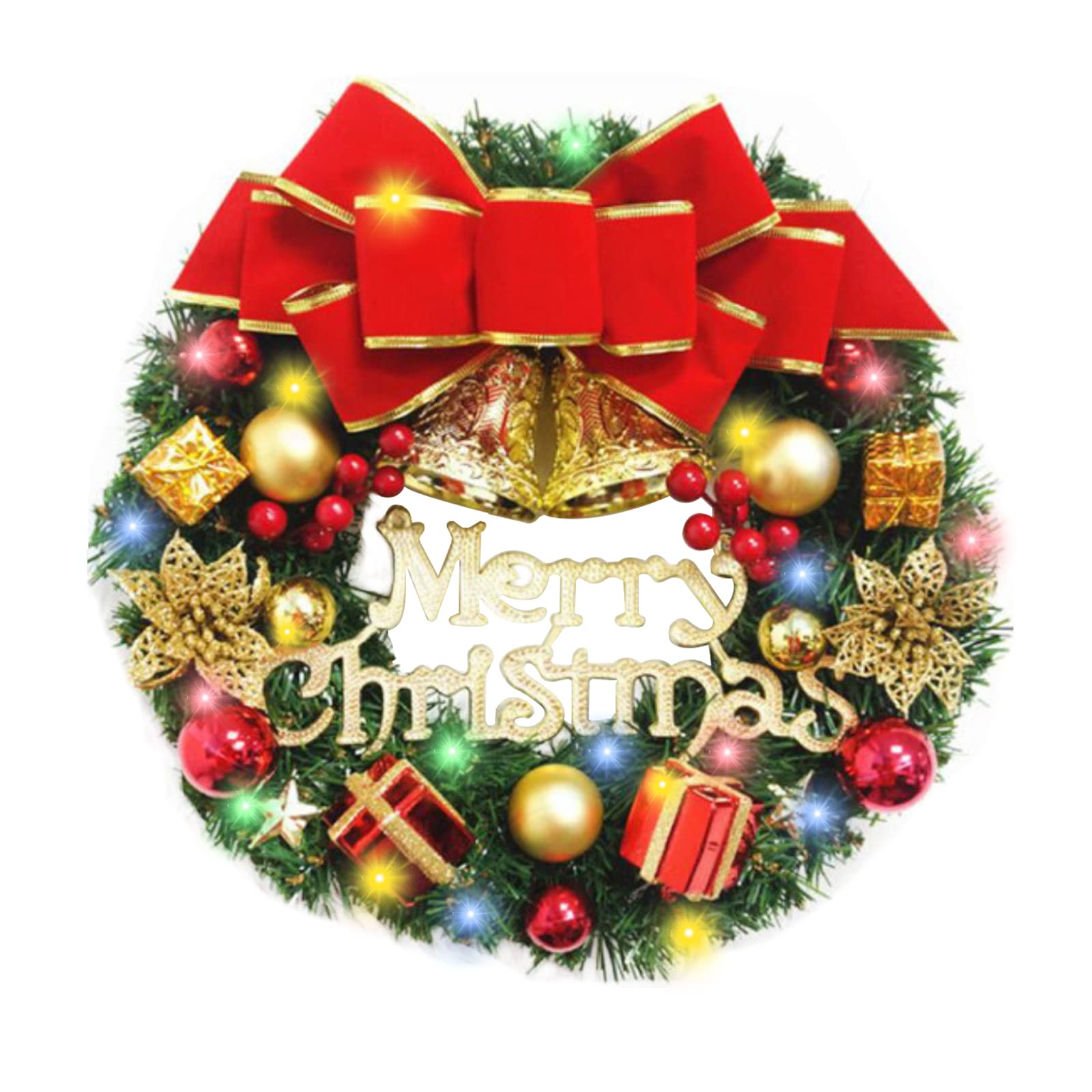 Weihnachtskranz Mit LED Beleuchtung 30cm - Batteriebetrieben Für Tür & Wand