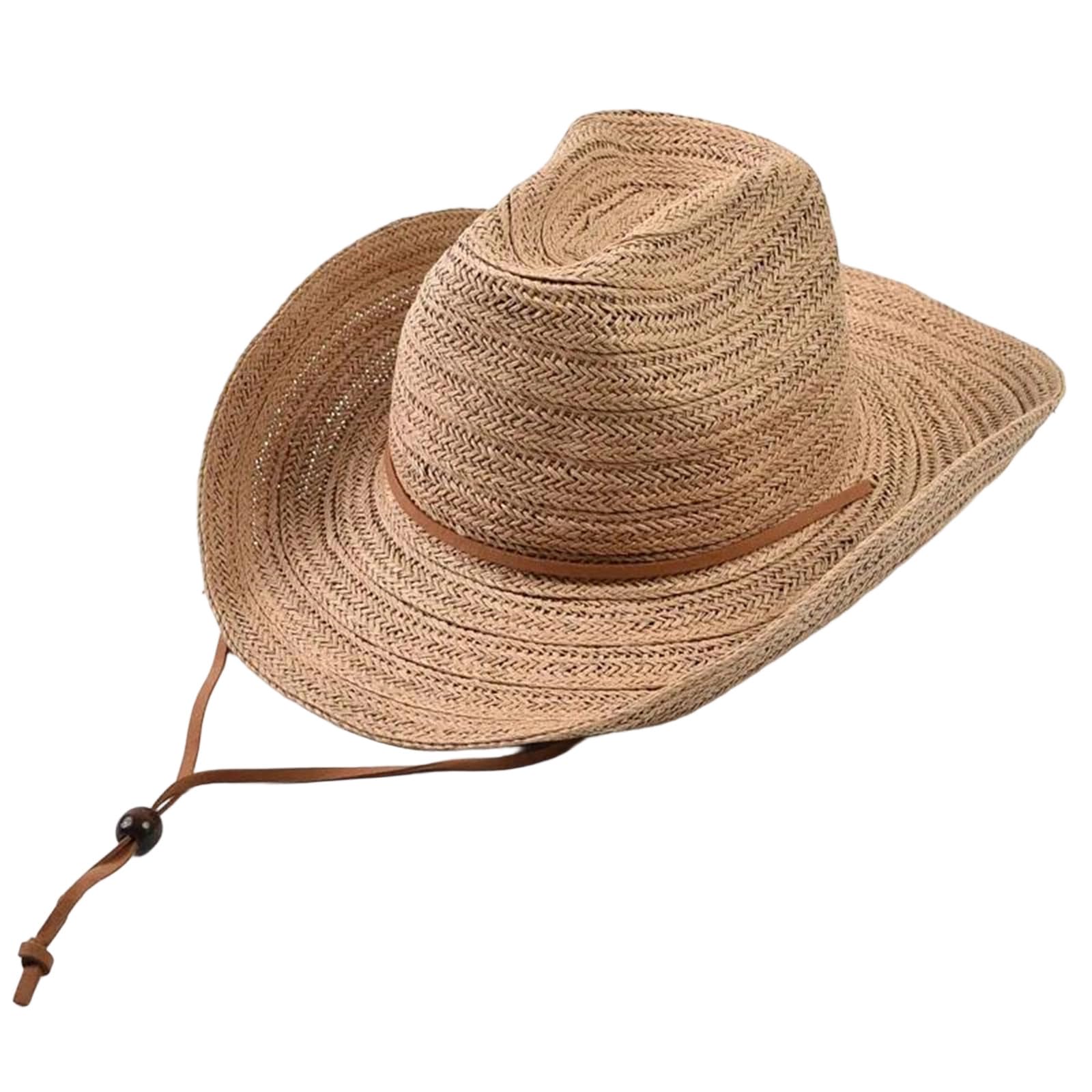 LCUVIMPEX Bucket Hats， Women's Straw Cowboy Hat Beige Khaki Wide Brim Curled Edge Sun(Khaki)